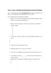 English Worksheet: The 11th Hour Movie Leonardo DiCaprio