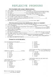 English Worksheet: REFLEXIVE PRONOUNS