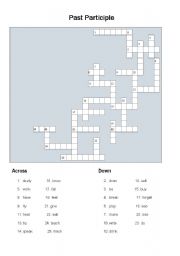 English Worksheet: Past Participle Crossword