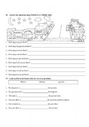English Worksheet: There is, there are and prepositions