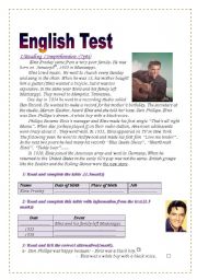 English Worksheet: English Test (3 parts): Reading Comprehension/Grammar+Vocabulary/Writing