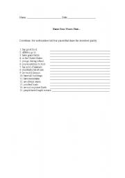 English Worksheet: name
