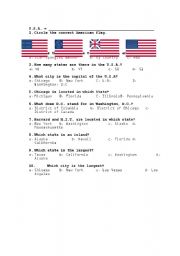 English Worksheet: quiz on u.s.a.