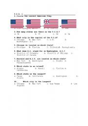 English worksheet: quiz on u.s.a.