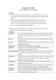 English Worksheet: Amanda Know Found Guilty (news)