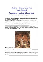 English Worksheet: Indiana Jones Oddball questions