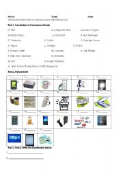 English Worksheet: Electronic and Internet Related Vocab: Picture Matching