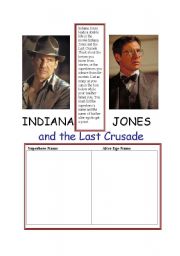 English Worksheet: Indiana Jones as a superhero