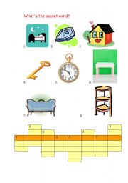 English worksheet: furniture crossword