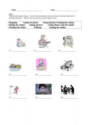 English Worksheet: What are they doing?