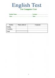 English Worksheet: English test for computer users