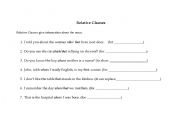 English Worksheet: RELATIVE CLAUSES