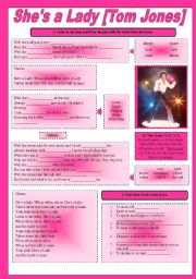 English Worksheet: SONG!!! Shes a Lady [Tom Jones] - Printer-friendly version included