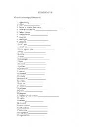 English worksheet: VOCABULARY