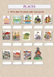 English Worksheet: PRACTISE VOCABULARY OF PLACES