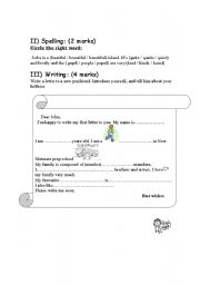 English Worksheet: part II and III of full term test n1(7th form)