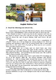 English Worksheet: A  Day in my life - test/worksheet