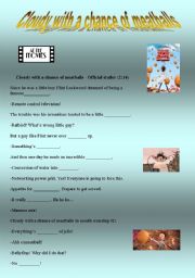 English Worksheet: Cloudy with a chance of meatballs movie trailer