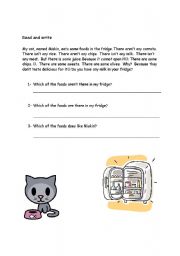 English worksheet: some/any reading and writing