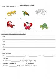 English worksheet: animals in danger