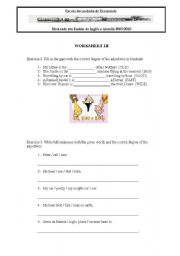 English worksheet: Adjective degrees - worksheet