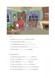 English Worksheet: Room there is/are