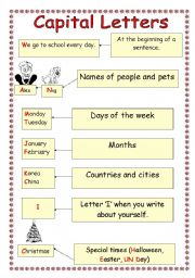 English Worksheet: When do we write capital letters?