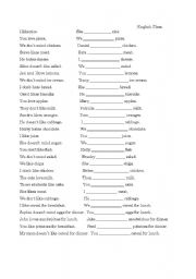 English Worksheet: Likes and Dislikes