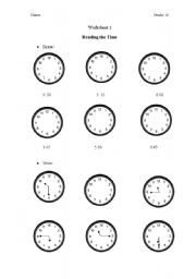 English worksheet: What is the Time??