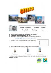 English worksheet: Cities