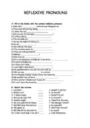 English Worksheet: reflexive pronouns