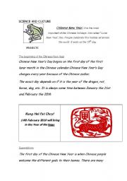 English Worksheet: CHINESE NEW YEAR (1 / 2)