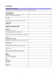 English Worksheet: PET EXAM 1