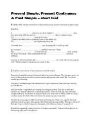 English Worksheet: Short test
