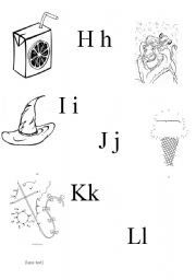 English worksheet: alphabet H to L