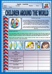 English Worksheet: Reading Comprehension - Children around the world