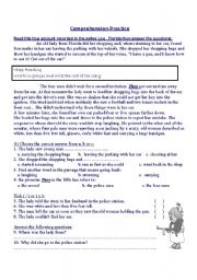 English Worksheet: reading comprehension