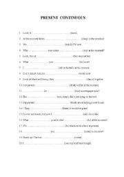 English Worksheet: Present Continuous