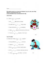 English worksheet: To Be an to Have