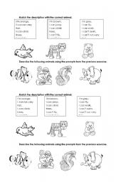 English Worksheet: Description of animals - Can/Cant