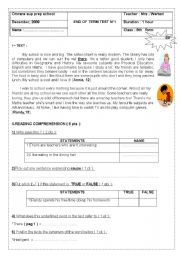 English Worksheet: test about school