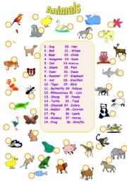 English Worksheet: ANIMALS