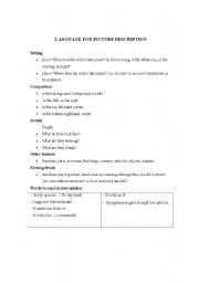 English Worksheet: Language for description