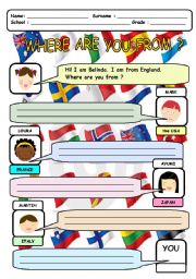 English Worksheet: WHERE ARE YOU FROM?