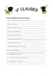 English Worksheet: IF CLAUSES