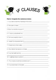 English worksheet: IF CLAUSES