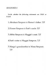 English worksheet: my family handout