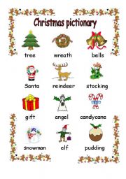 English Worksheet: christmas pictionary