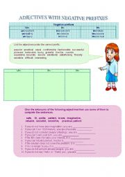 English Worksheet: Adjectives with negative prefixes