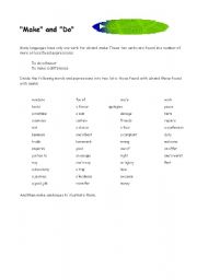 English worksheet: make & do